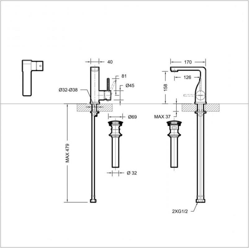 Смеситель для раковины Bravat Arc F16061K-2-ENG, черный арт. 163146