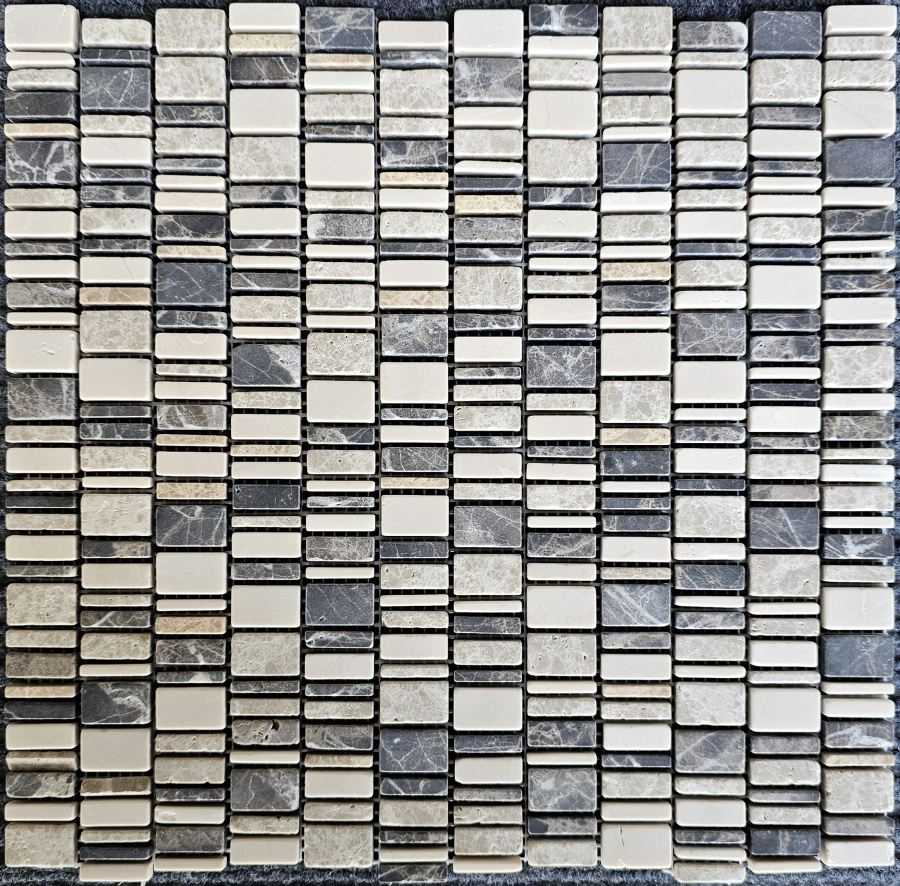 PIX 319 Cream Nova,Dark Emperador,Light Emperador, чип произвольный, сетка 310х307х6 мм, Матовая арт. 73901