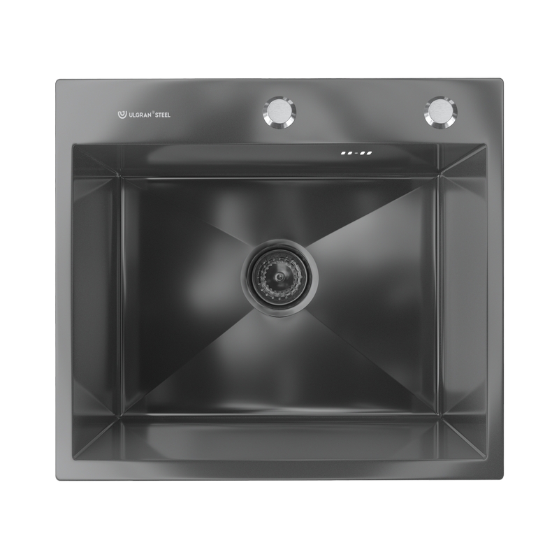 Кухонная мойка Ulgran  Steel 500x450, черная брашированная сталь арт. 184275
