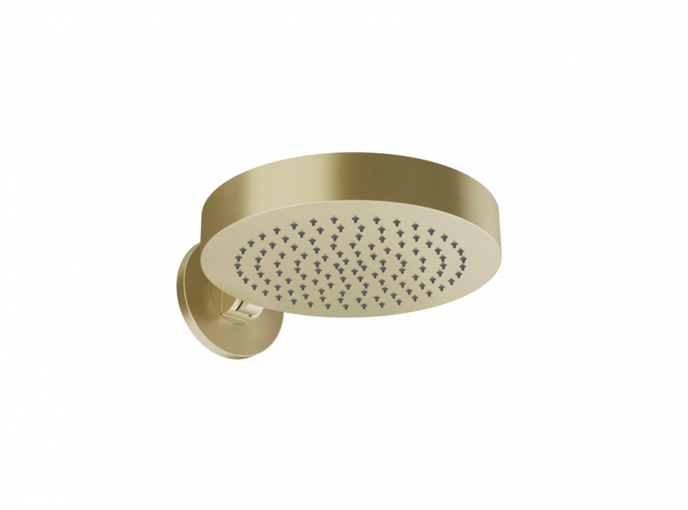 GESSI TONDO Верхний душ с кронштейном из стены, наклонный, 727 Brushed Brass PVD арт. 39666