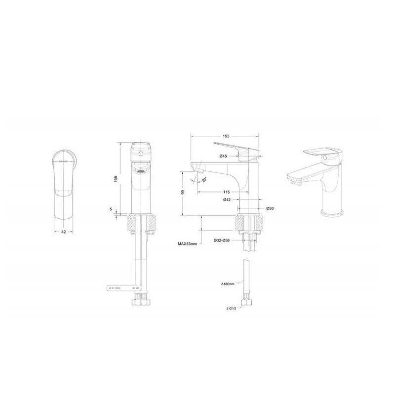 Смеситель для раковины Bravat Rhein F1429564BW-9-ENG, черный арт. 163131
