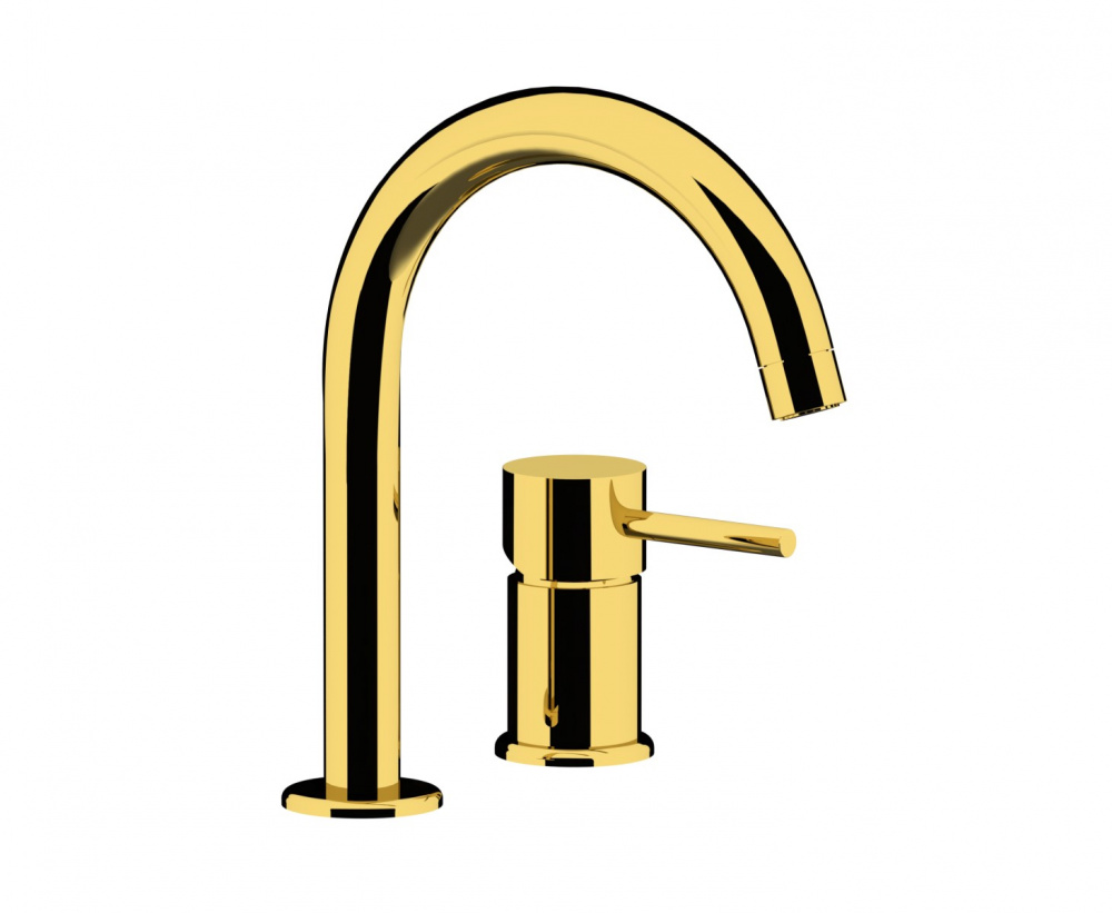 REMER X STYLE Смеситель для раковины на 2 отверстия, без ДК, shiny gold арт. 34999