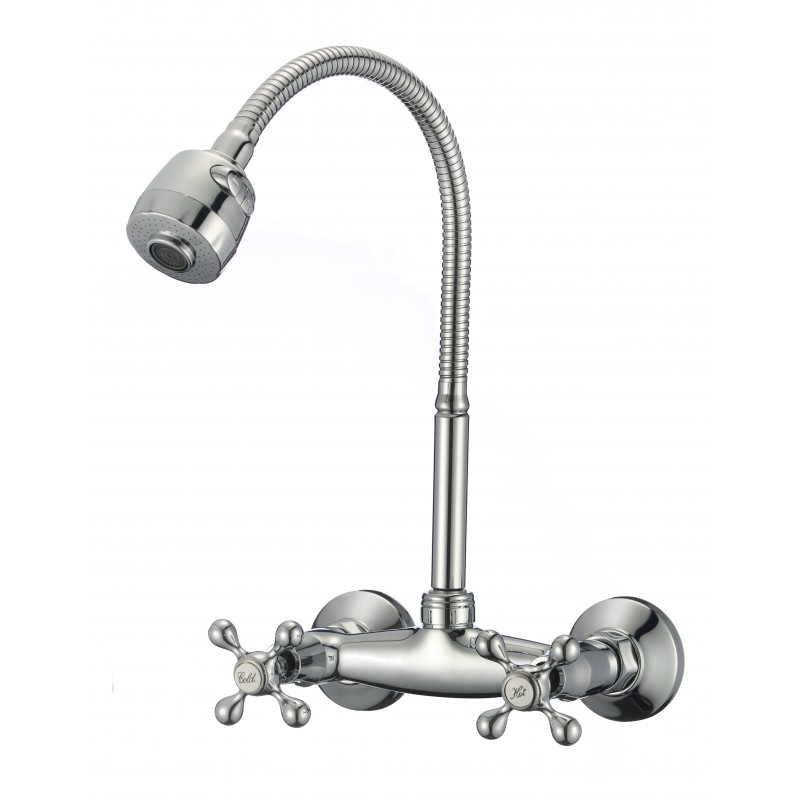 Смеситель для кухни настенный с гибким изливом D-Lin D142810-T, хром арт. 170157