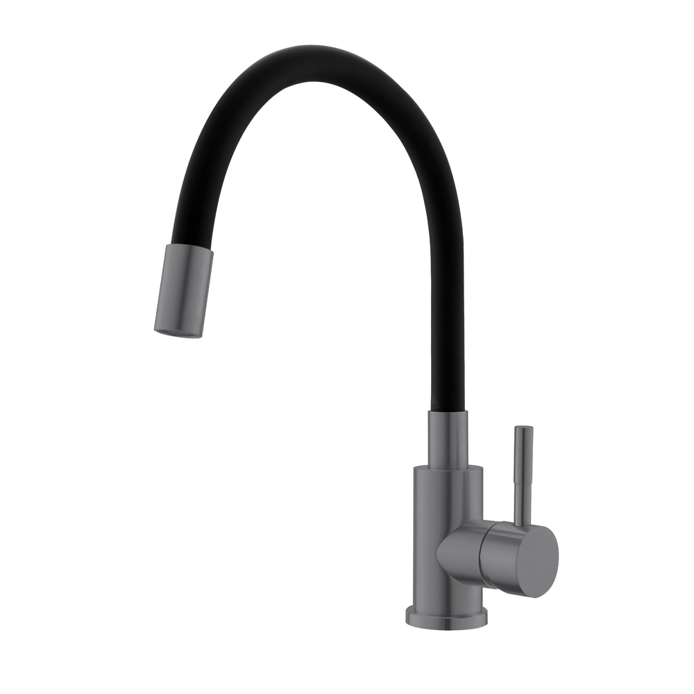 Смеситель для кухни с гибким изливом WesnaArt EKO EKO05-140GunMetal, серый/черный арт. 172431