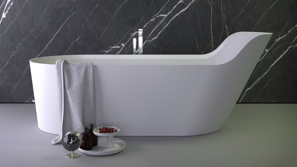 KNIEF PEARL Ванна отдельностоящая 182x80xH70/50 см, K.Stone белый матовый арт. 32310
