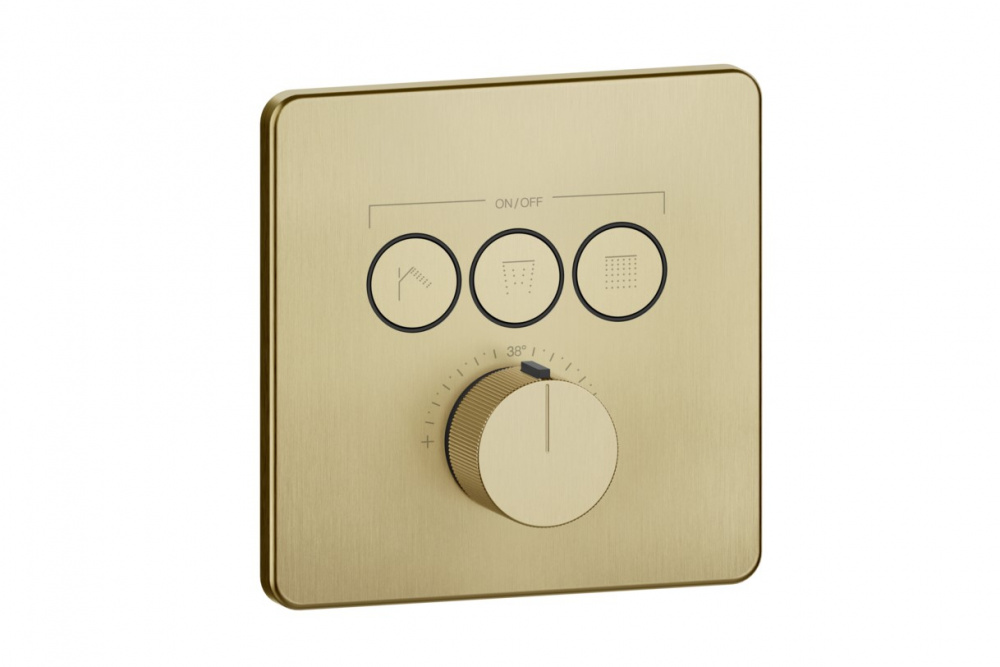 GESSI HI-FI COMFORT Внешняя часть термостата 3 режима, с кнопками вкл/выкл, Brushed Brass PVD арт. 39176