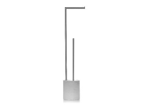 BERTOCCI CARRARINO Напольная стойка с ершиком и бумагодержателем, Bianco Carrara/хром арт. 30775