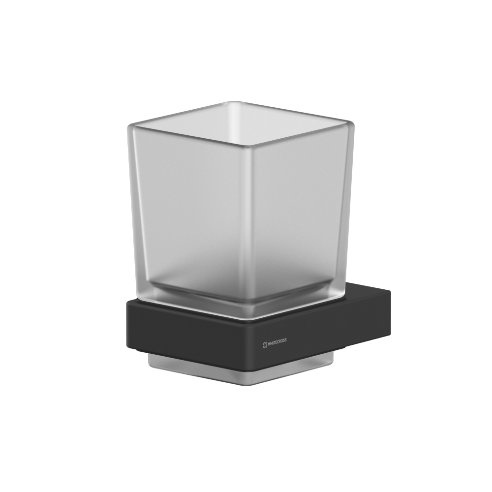 WHITECROSS cubo Стакан для зубных принадлежностей, матовое стекло/черный матовый арт. 31686
