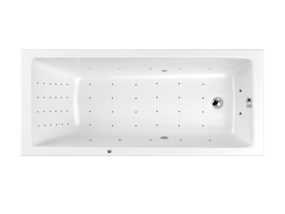 WHITECROSS Wave Slim Ванна акриловая 170x75 см, гидромассаж "NANO", перелив, каркас, белый/хром арт. 32410