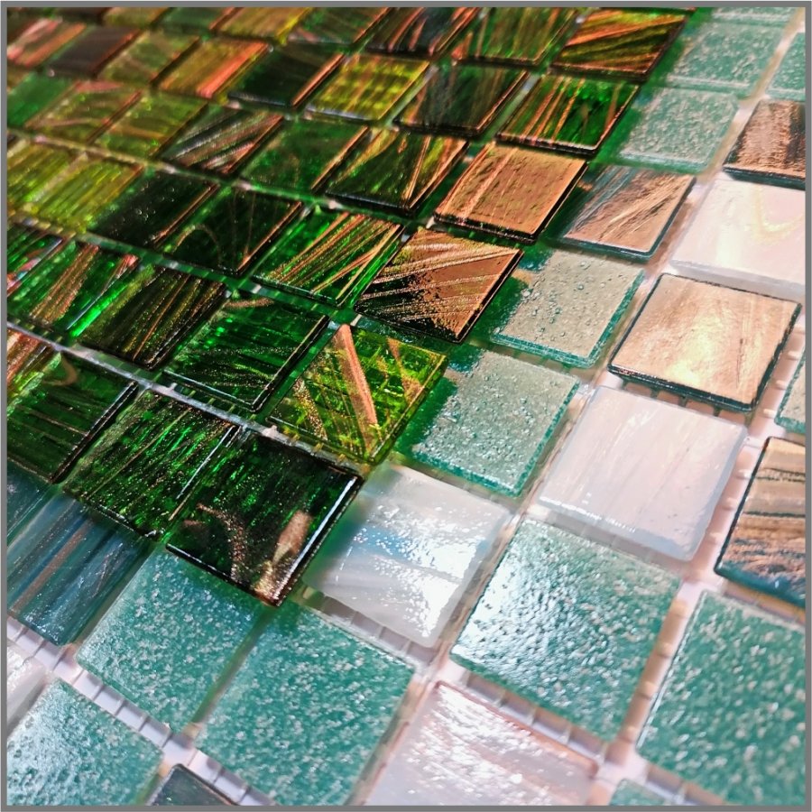 Плитка декоративная стеклянная Verde/Свежая зелень 4*20*20 327*327 арт. 90676