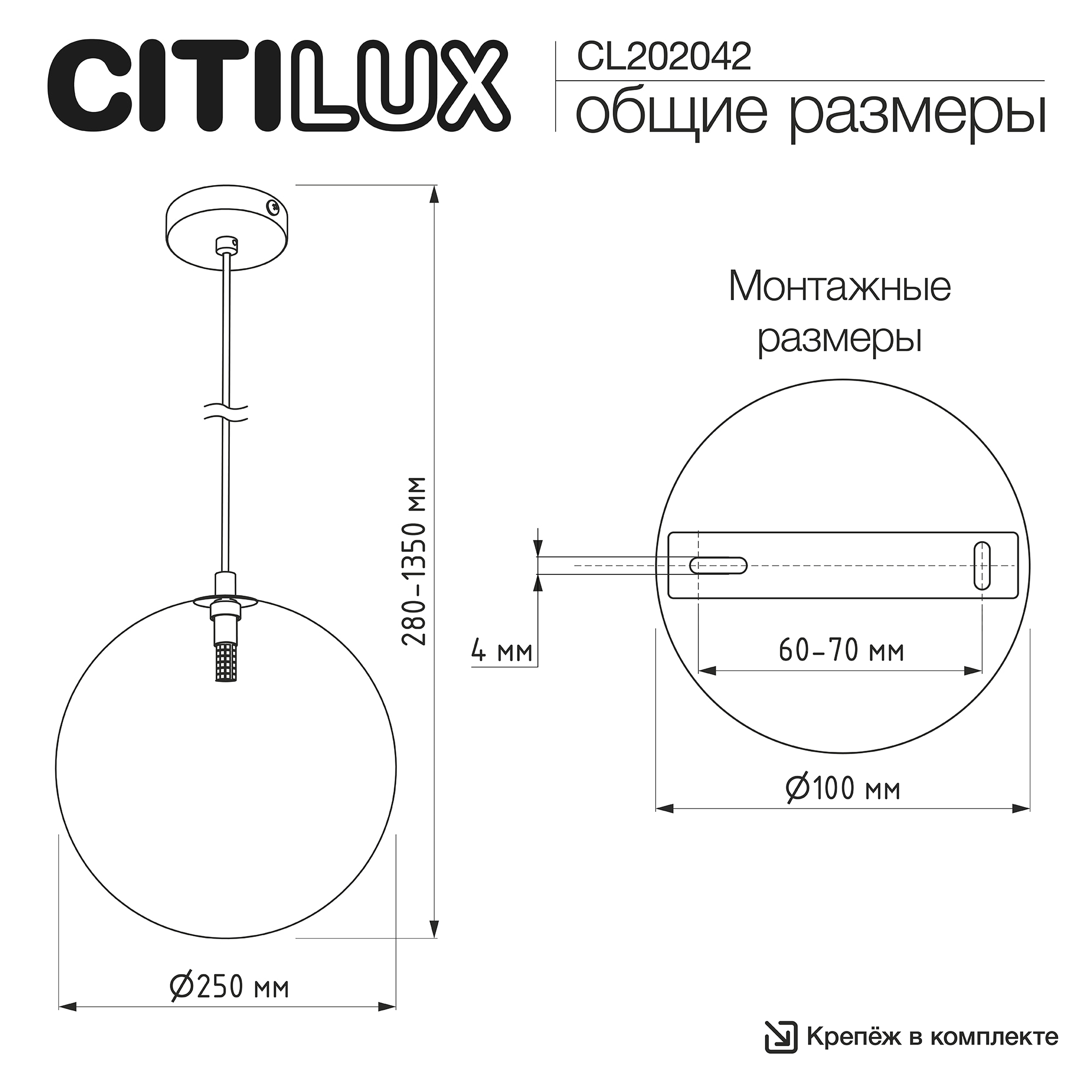 Citilux ORTON CL202042 Подвесной светильник Шампань арт. 89580