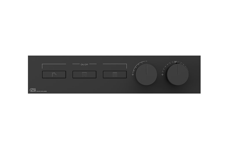 GESSI HI-FI LINEAR Внешняя часть термостата 3 режима, с кнопками вкл/выкл, Black XL арт. 38002