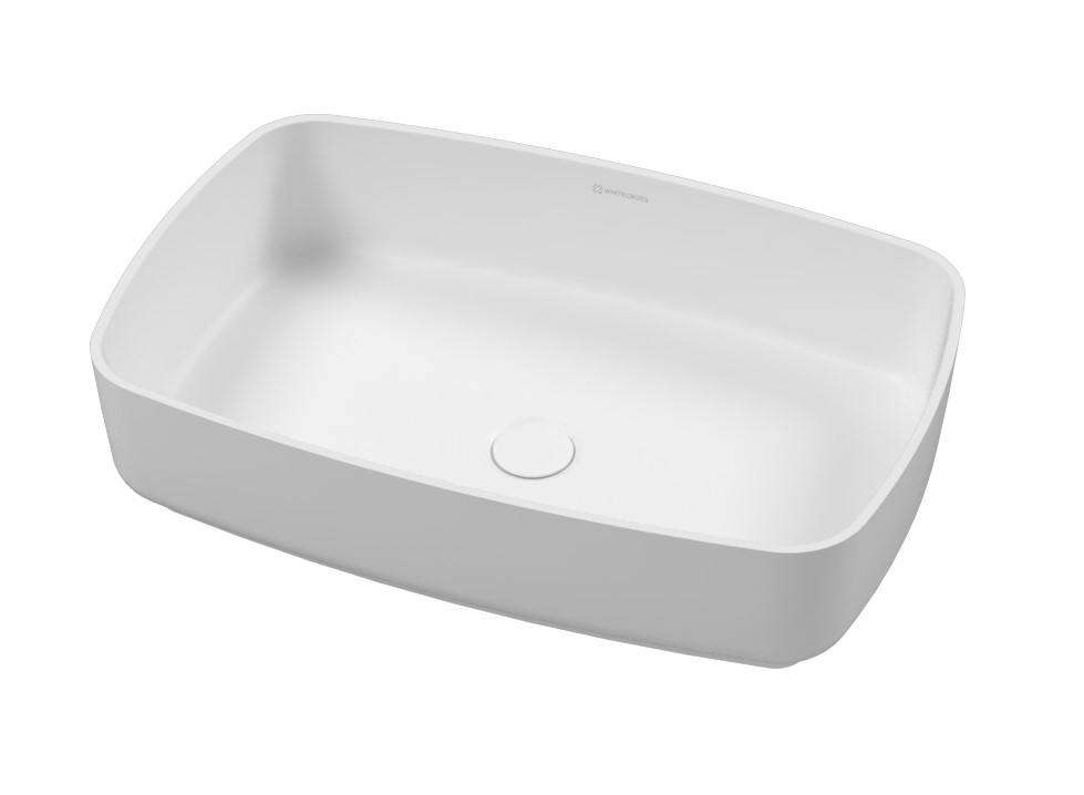 WHITECROSS Jasper Раковина накладная, 58x38хH14 см, SolidSurface белый матовый арт. 37050