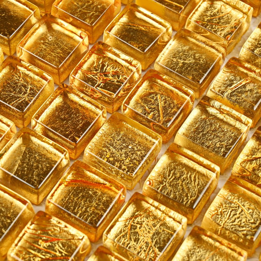 Плитка декоративная стеклянная Classik gold/Золотая классика 15*15 305*305 арт. 90674