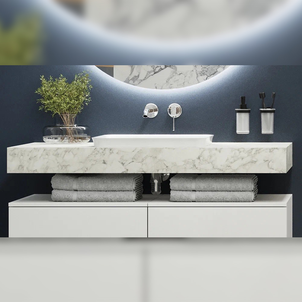 Столешница Velvex Unit 120, белый мрамор арт. 183608