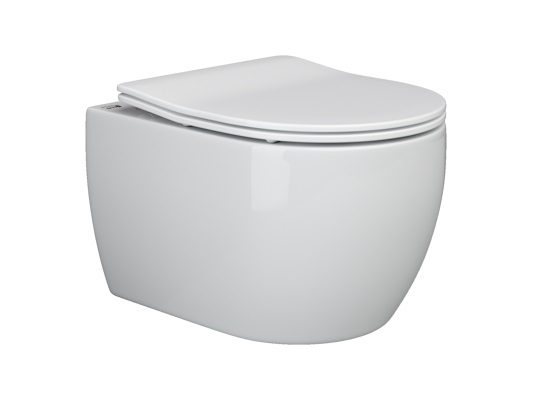 CERAMICANOVA PLAY Унитаз подвесной Rimless 340х370х490 мм, с сиденьем SQ, белый арт. 77742