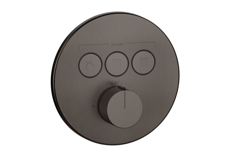 GESSI HI-FI COMFORT Внешняя часть термостата 3 режима, с кнопками вкл/выкл, Black Metal Brushed PVD арт. 39174