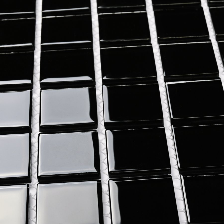 Плитка декоративная стеклянная Black glass/Чёрное стекло 4*25*25 300*300 арт. 90591