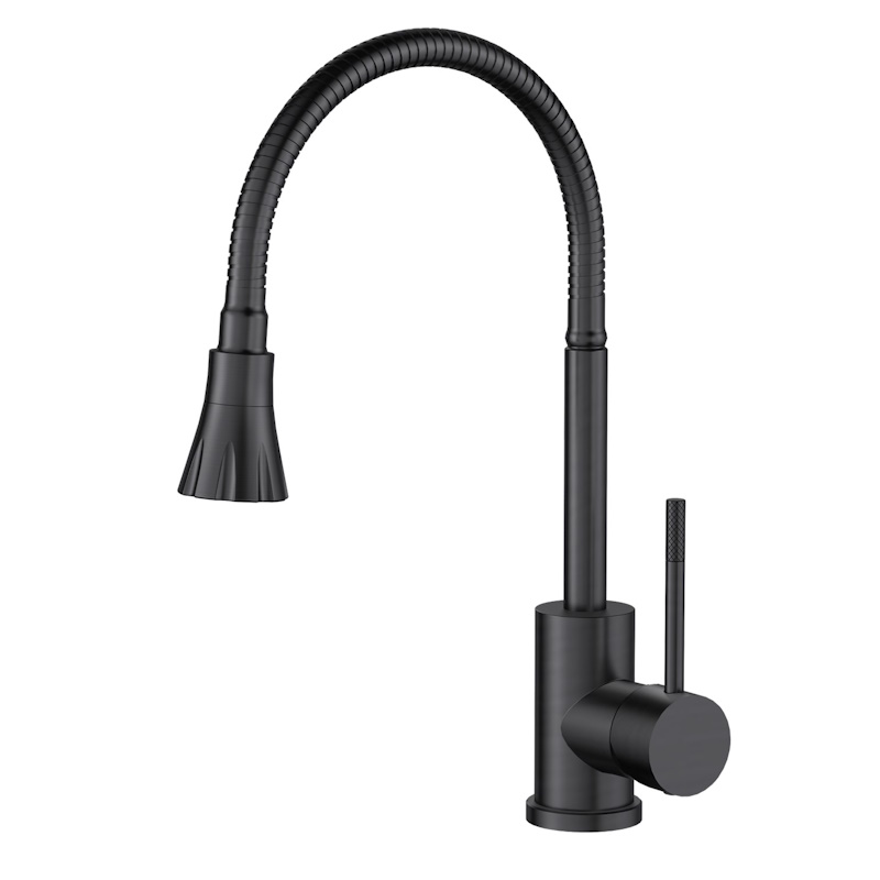 Смеситель для кухни с гибким изливом Voda Kitchen KF 36B, черный арт. 171758