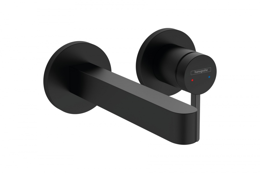HANSGROHE Finoris Смеситель для раковины из стены, однорычажный, СМ, излив 16,8 см, матовый черный арт. 35283