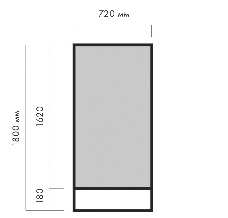 ZEROND Nero Зеркало в раме H1800x720 мм (настенное/напольное), черный матовый арт. 126037