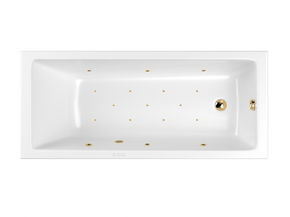 WHITECROSS Wave Slim Ванна акриловая 180x80 см, гидромассаж "RELAX", перелив, каркас, белый/золото арт. 32404