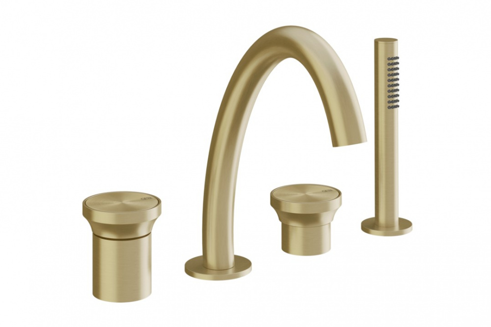 GESSI ORIGINI Смеситель на борт ванны на 4 отверстия с изливом, Brushed Brass PVD арт. 38646
