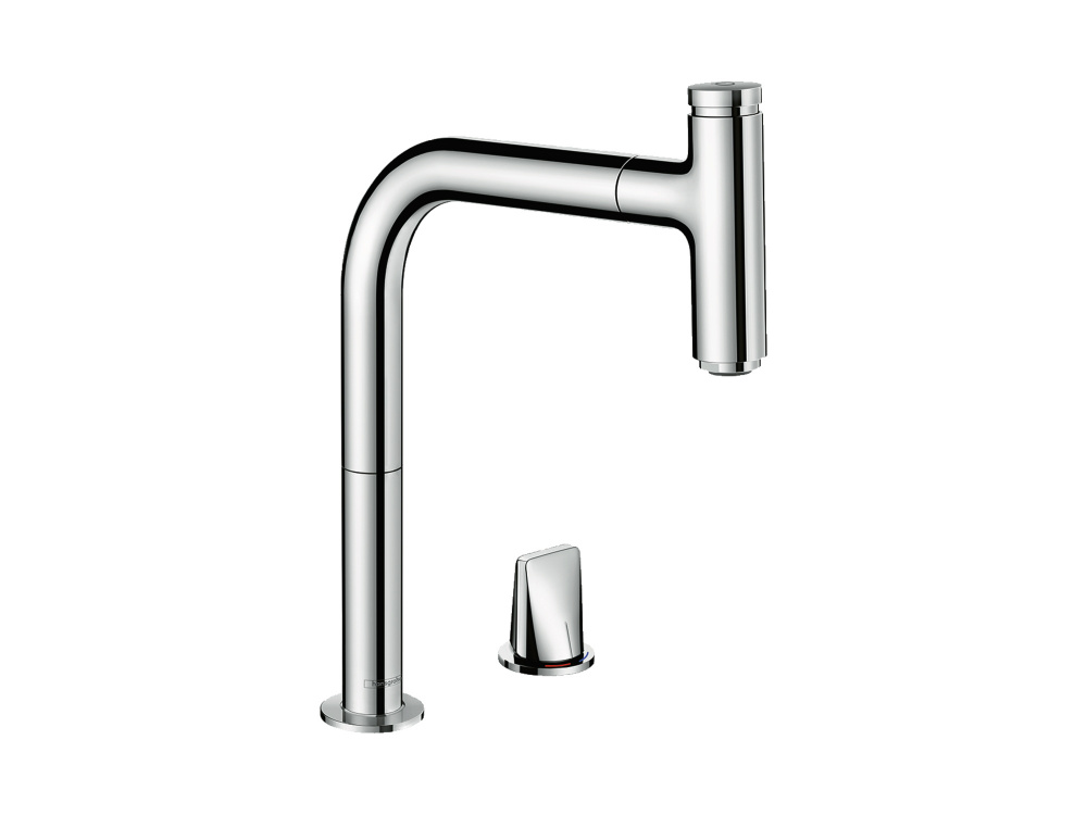 HANSGROHE Metris Select M71 Кухонный смеситель на 2 отв, 200, с вытяжным изливом, 1jet, sBox, хром арт. 40355
