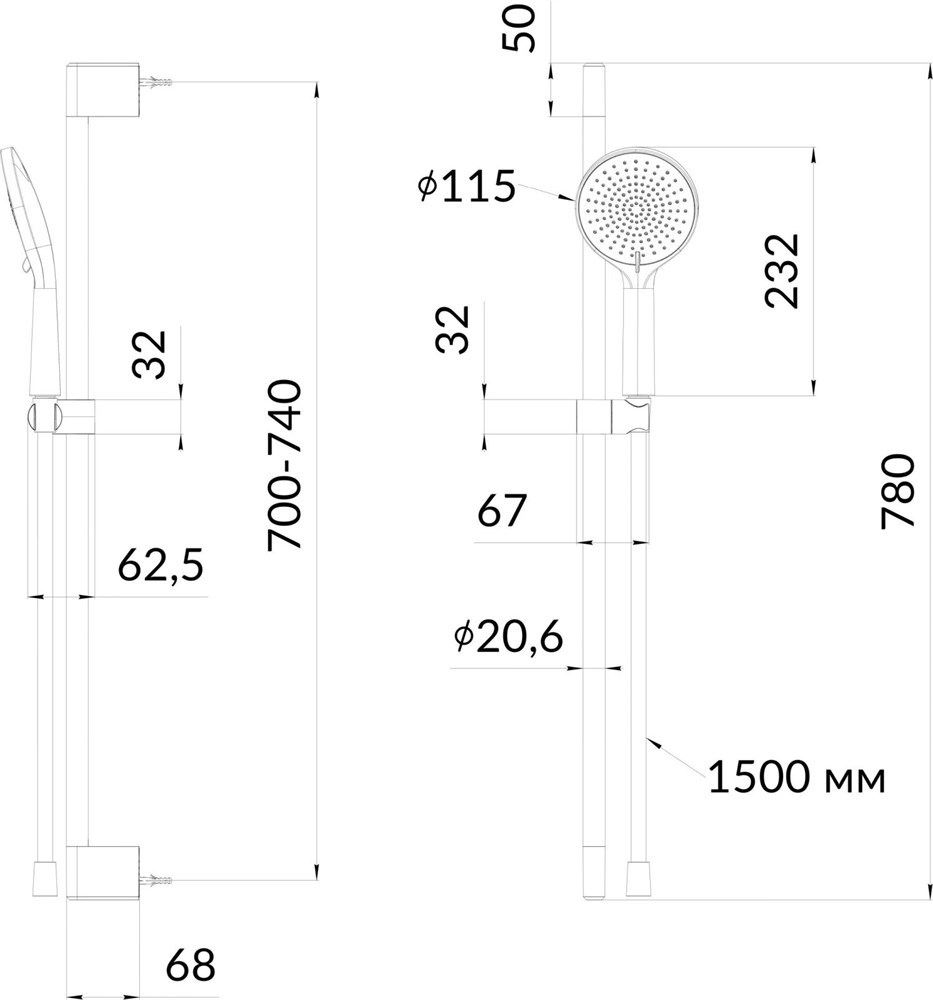 FO.505.KM.BLK.M Душевой гарнитур Фонте, черный арт. 202511