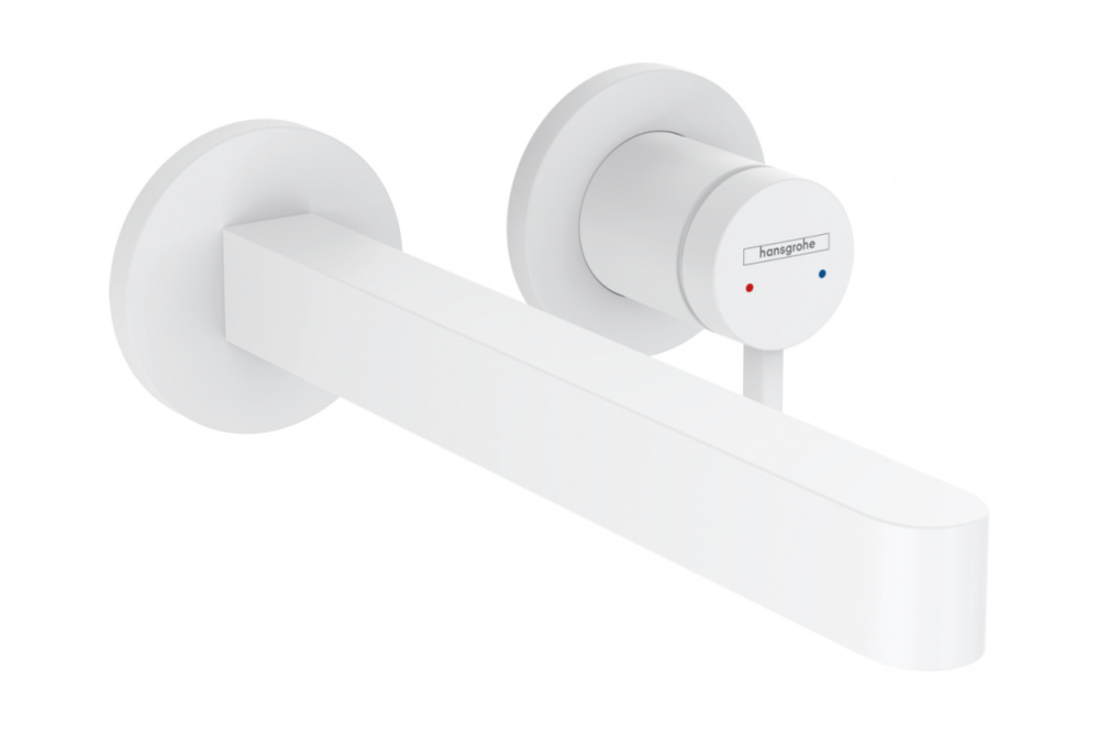 HANSGROHE Finoris Смеситель для раковины из стены на 2 отверстия, излив 22,8 см, Матовый белый арт. 35673