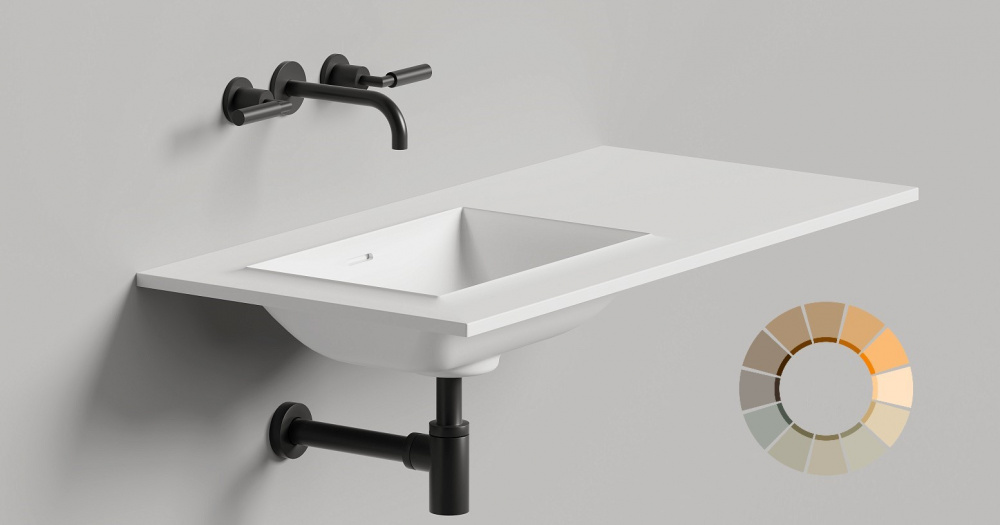 Salini ONDA EDGE SQUARE Столешница до 2000х700х10 мм с раковиной 520х360, ДК, S-Stone- RAL матовый арт. 36931
