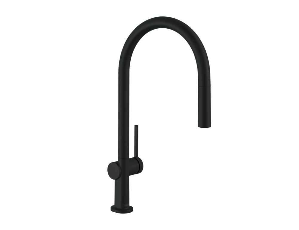 HANSGROHE Talis E Смеситель для кухни однорычажный 210, вытяжной излив, 1jet, sBox, мат.черный арт. 35328