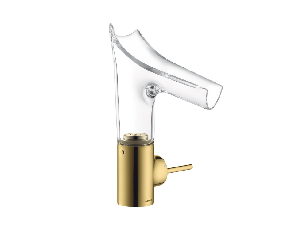 AXOR STARCK V Смеситель для раковины, со стеклянным изливом, Polished Gold Optic арт. 35239