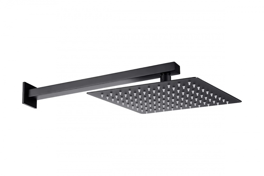 ALLEN BRAU INFINITY Верхний душ Slim,нерж.сталь #304, 250х250мм. держатель 380 мм, матовый чёрный арт. 38339