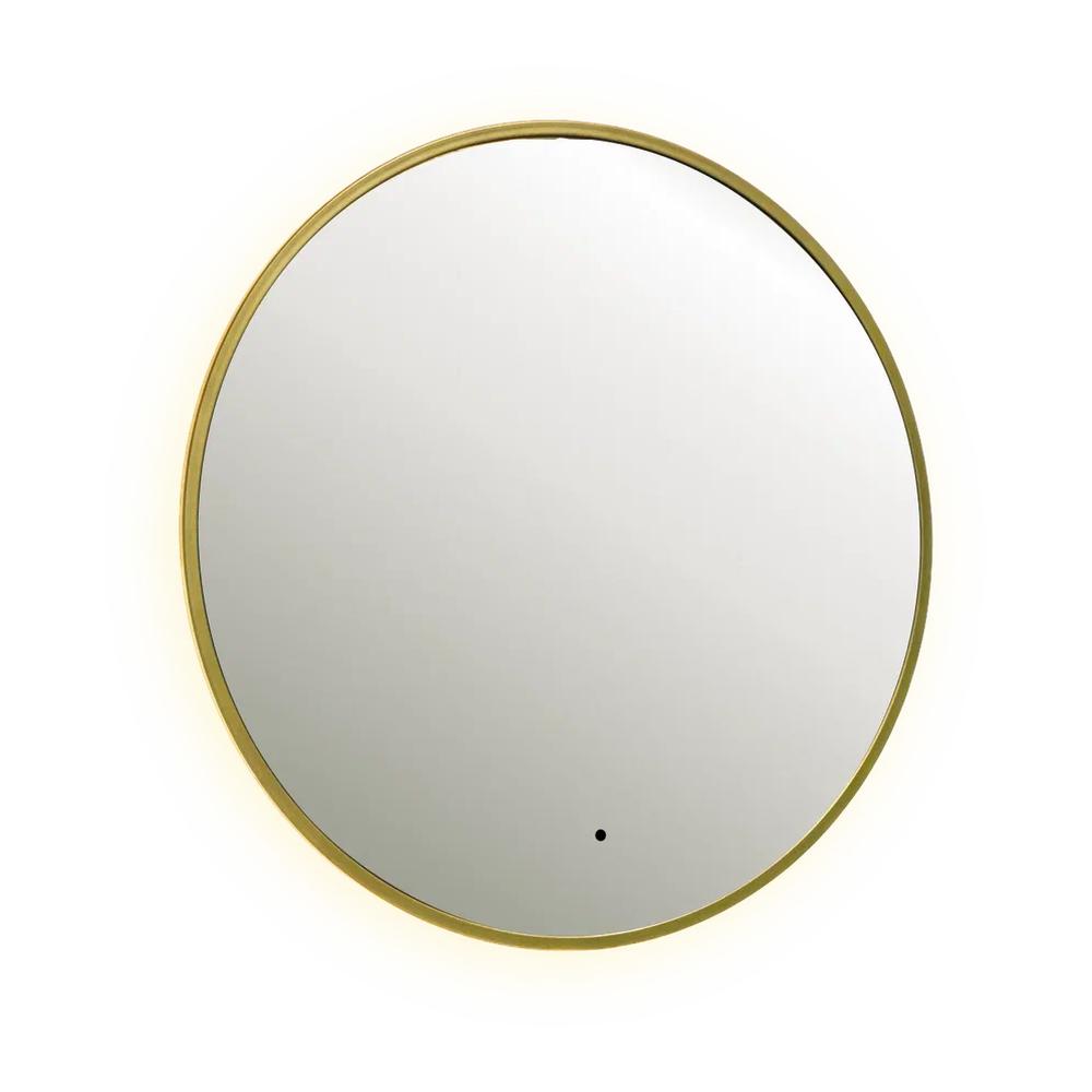 Зеркало Dreja SHINE 80х80 см, метал. рама, золото, беск. сенсор,  LED-подсветка, диммер арт. 179198