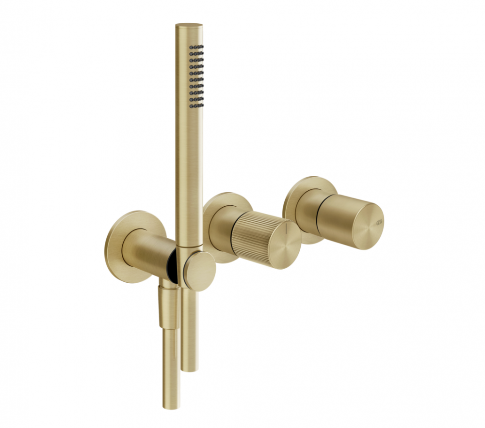 GESSI HABITO RIGATO Внешние части смесителя для душа на 2 позиции, Brushed Brass PVD арт. 39170