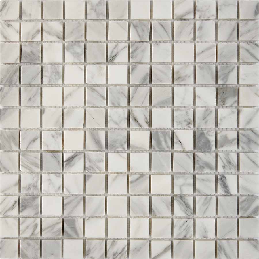 PIX 242 Bianco carrara, чип 23x23 мм, сетка 305х305x6 мм, Полированная арт. 73765
