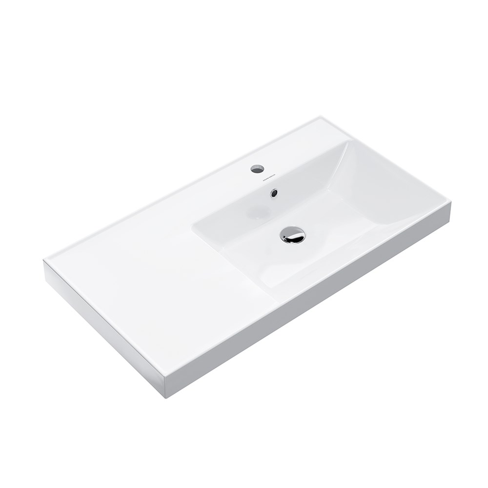 CU.wb.90Rh Раковина Cubo/Кубо правая подвесная\мебельная 90, белая глянцевая арт. 117169