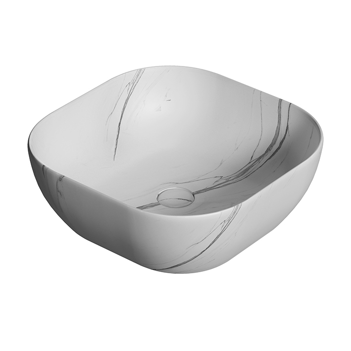 NOKEN SLENDER Раковина на столешницу 41x41 см, БЕЗ перелива, с ДК, carrara marble арт. 37043