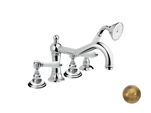 NICOLAZZI CLASSICO Cмеситель на борт ванны, 4 отв., BRONZATO/фурнитура P.M. BLANC арт. 203361