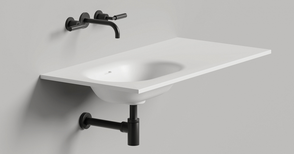 Salini ONDA FLOW OVAL Столешница 60-300x40-70x13,8 см с раковиной 52х36 см, ДК, S-Stone-матовый арт. 36922