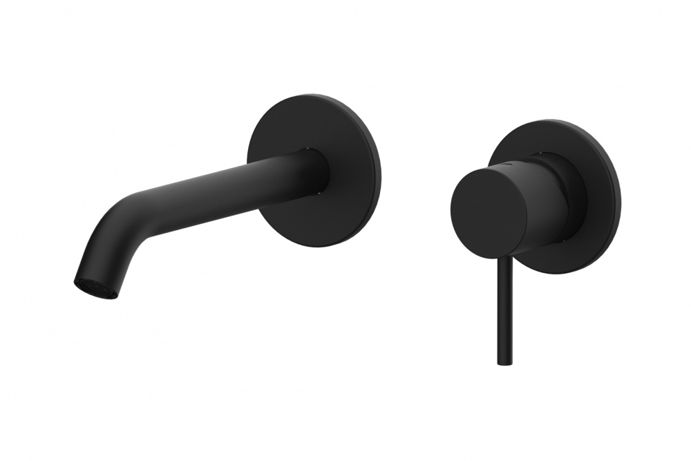 REMER X STYLE Смеситель для раковины из стены на 2 отверстия, вылет 158 мм, matt black арт. 34979