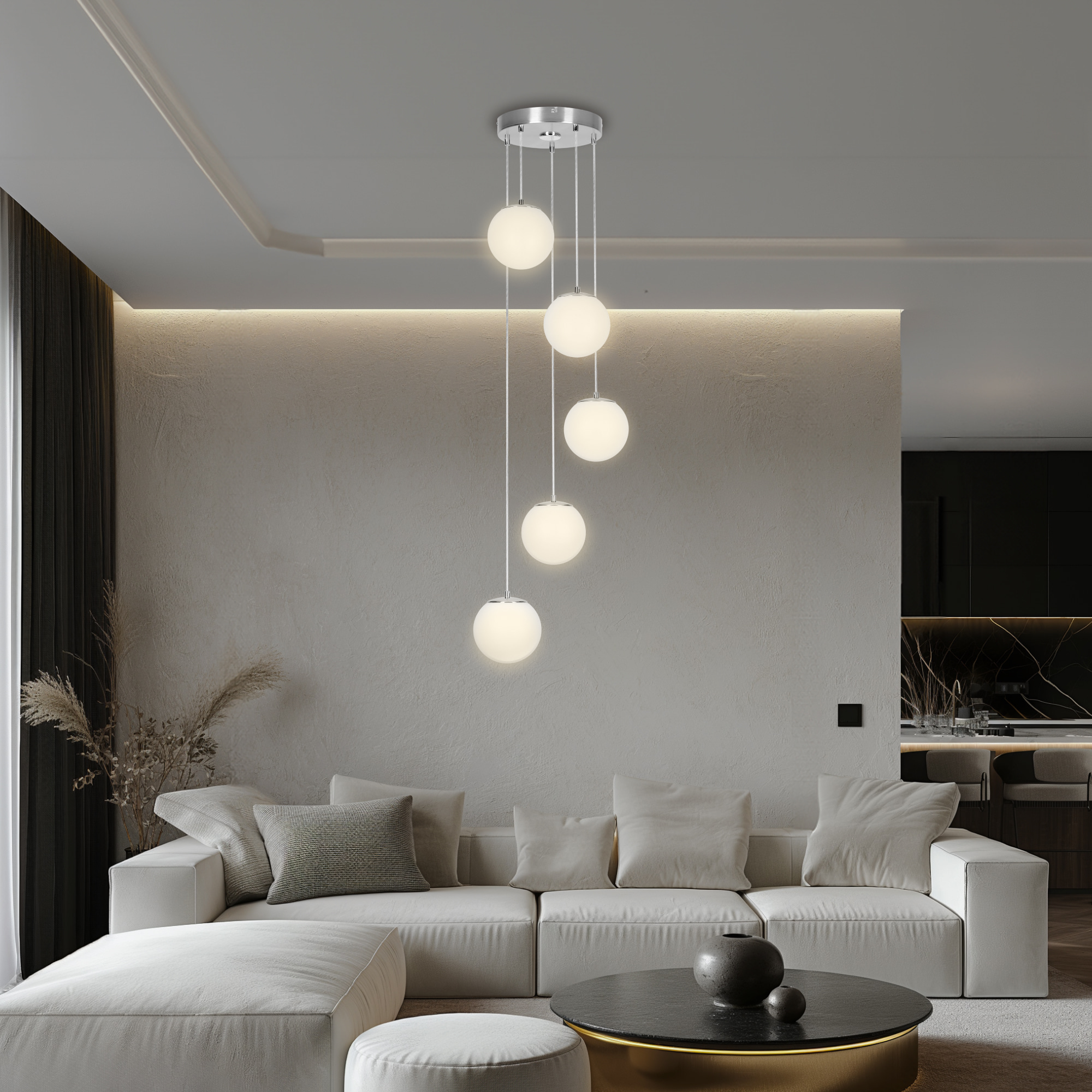 Citilux Адам Смарт CL228A051 RGB LED Умная каскадная люстра Матовый Хром арт. 88974