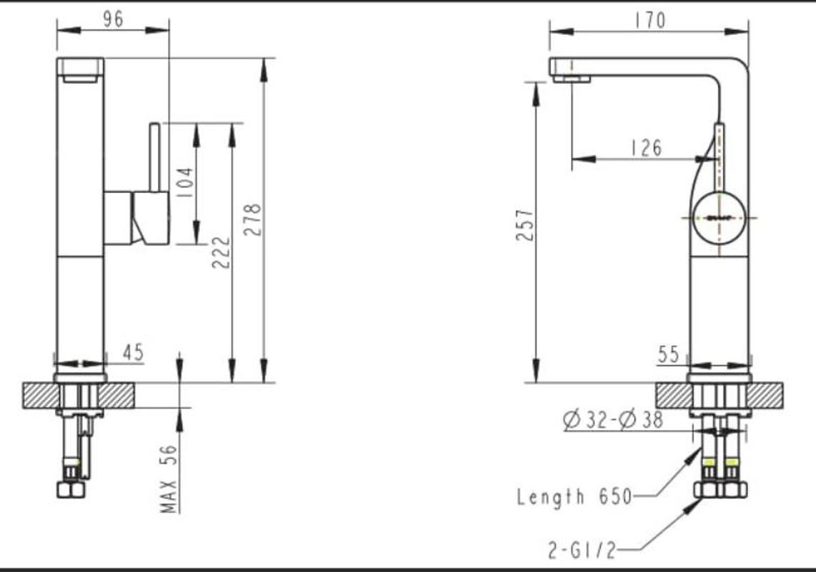 Смеситель для раковины Bravat Arc F16061K-A2-ENG, черный арт. 163147