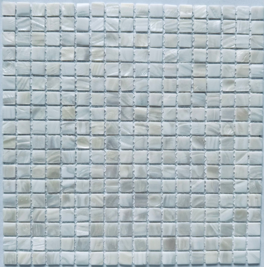 PIX769 из натурального перламутра Super White, чип 15*15 мм, сетка 300х300х2 мм арт. 73923