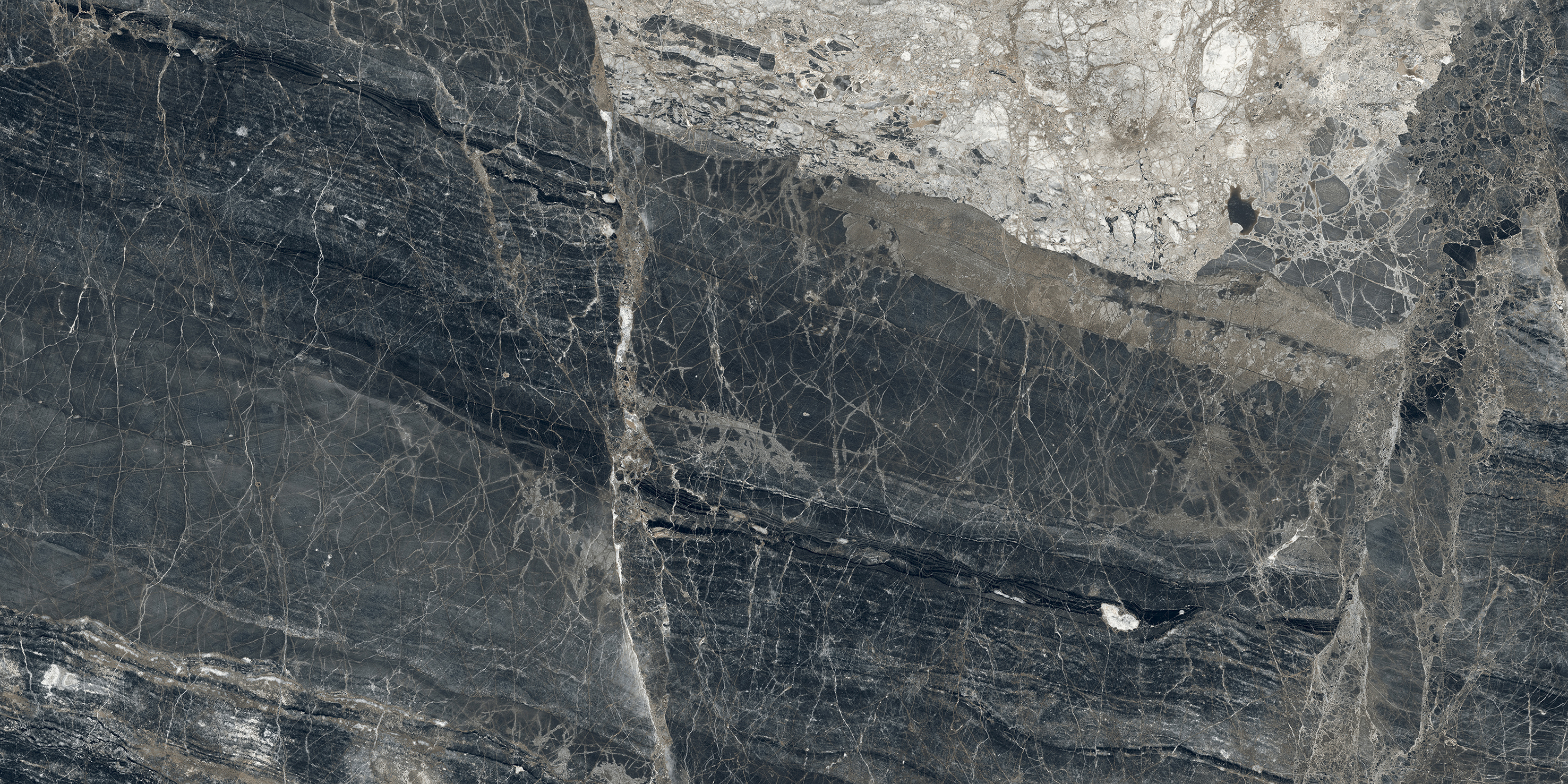 Лунар Неро Керамогранит графитовый 80х160 матовый+гл.чернила арт. 26014
