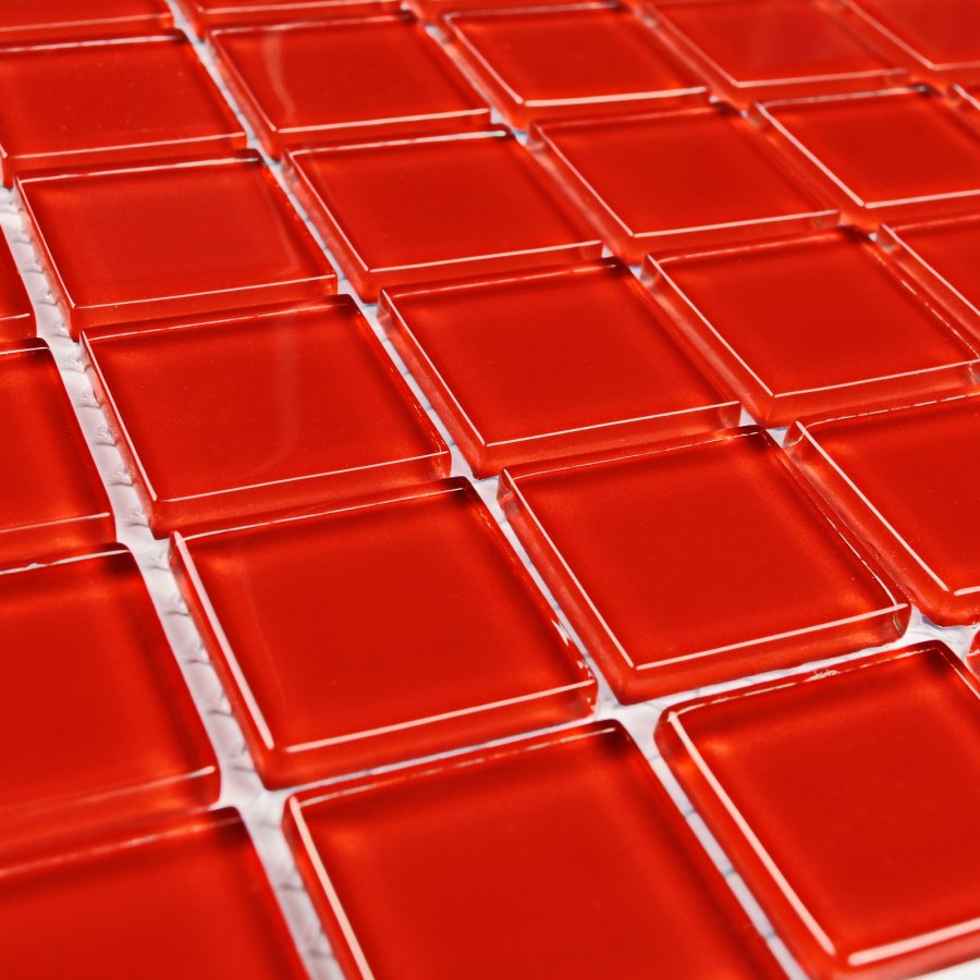 Плитка декоративная стеклянная Red glass/Красное стекло 4*25*25 300*300 арт. 90623