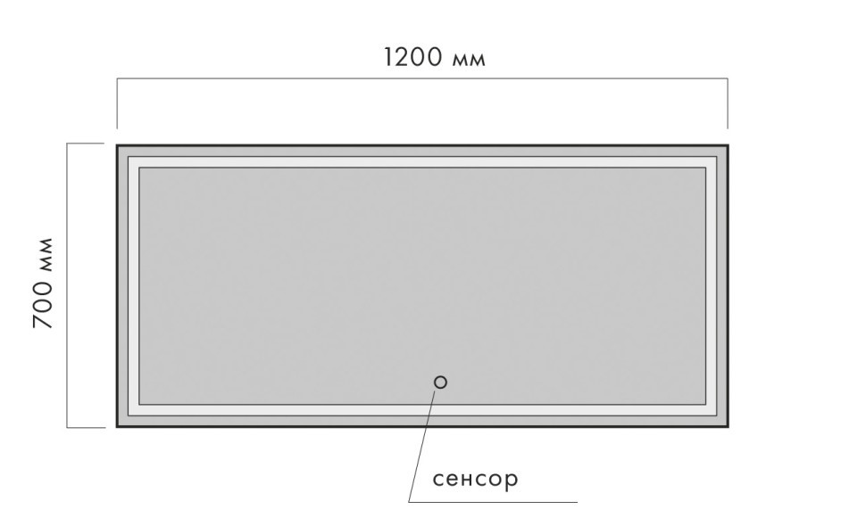 ZEROND Roma Зеркало CristalVision в раме с подсветкой 5000К, H700x1200 мм, выкл, черный арт. 126101