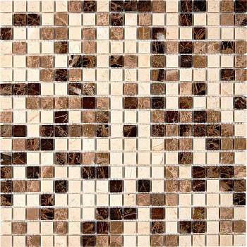 PIX 268 Emperador Dark, light, Crema Nova, чип 15x15 мм, сетка 305х305x4 мм, Полированная арт. 73782