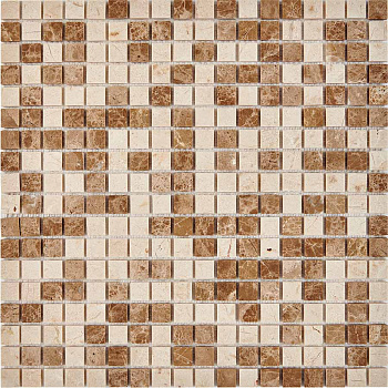 PIX 273 Emperador Light, Crema Nova, чип 15x15 мм, сетка 305х305x4 мм, Полированная арт. 73787